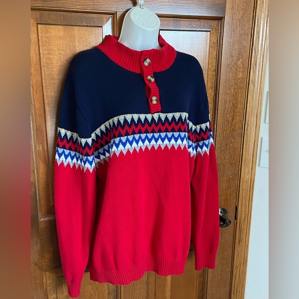 Club Room Mens Sophisticated Fair Isle Pullover Sweater tight knit Holiday XL - Picture 2 of 9